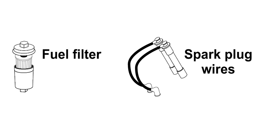 Fuel filter and spark plug wires