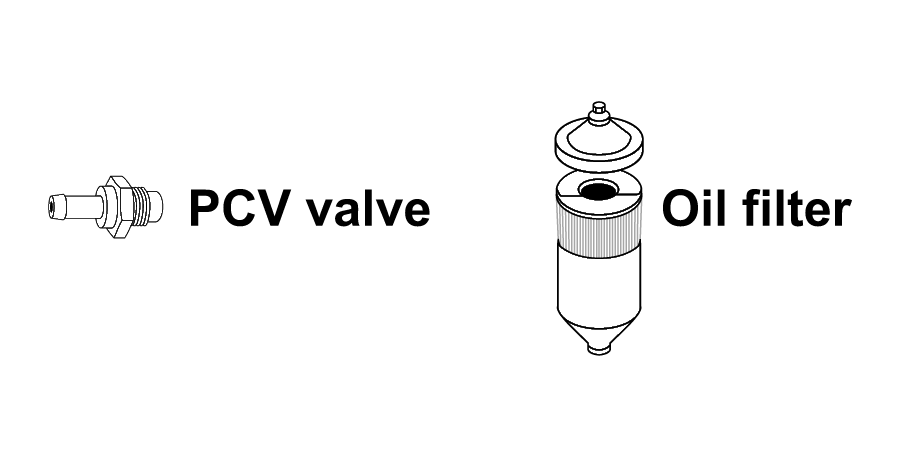PCV valve and oil filter